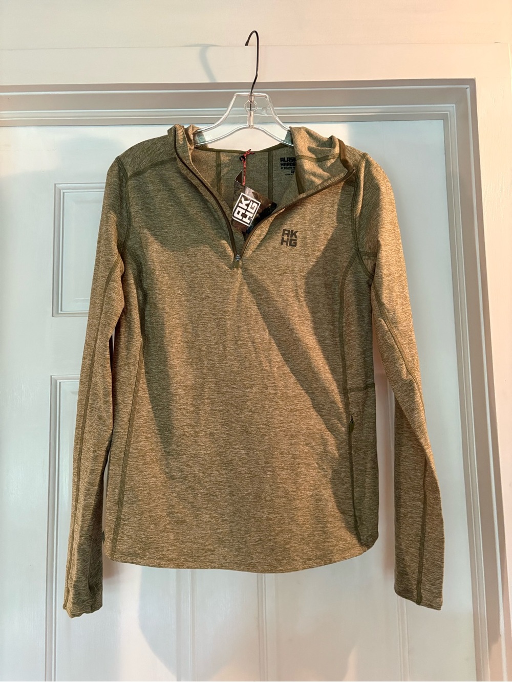 Duluth Trading Co Olive Green Quarter-Zip Hooded Sweatshirt